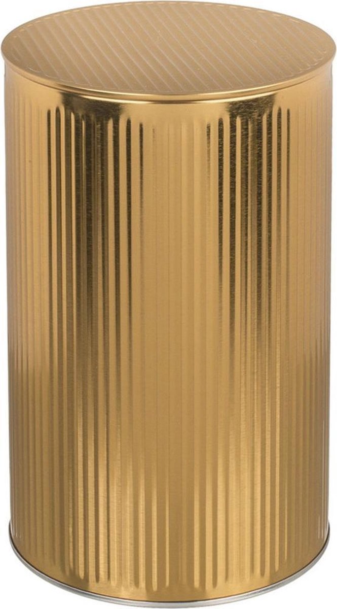 Out Of The Blue Set Van 2x Stuks Opslagboxen/voorraadblikken Met Klik-deksel Geel/goud Kleurig Van Tin-metaal Met Formaat 11 X 17,6 Cm
