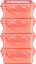  Lock&amp;Lock (mini) Vershoudbakjes Set Met Deksel - Snackdoosjes - Snackbox - Babyvoeding Bewaarbakjes - Set Van 4 Stuks - Roze - 180 Ml - Kinderen En Volwassenen - Lekvrij - BPA Vrij