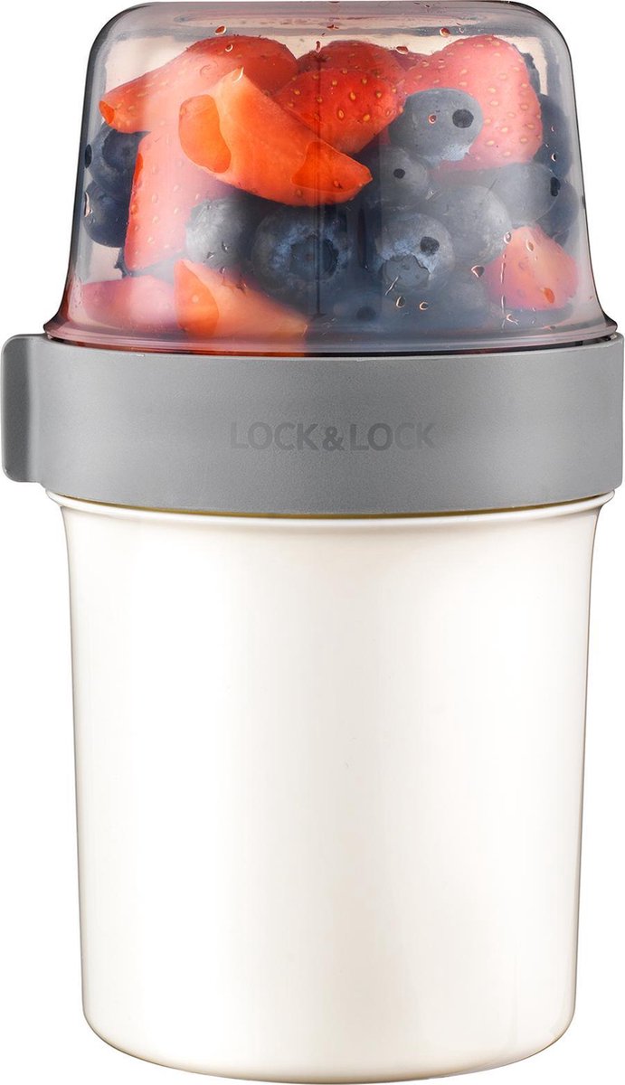  Lock&amp;Lock Yoghurtbeker - Yoghurt Beker To Go - Muesli Beker To Go - Lunchpot - Lunchbeker - Medium - 560 Ml + 310 Ml - Wit