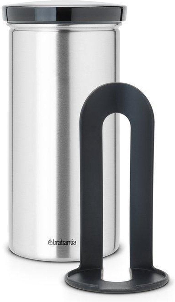  Brabantia Voorraadbus Voor 18 Koffie- En Theepads - Matt Steel Fingerprint Proof / Grijze Deksel
