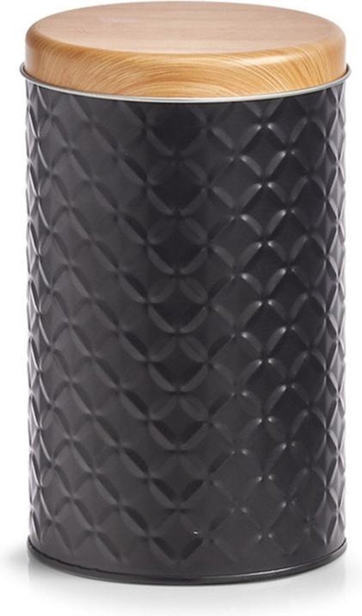  2x Bewaar/voorraad Blikken Zwart 10,5 X 18 Cm 2 Liter - Zeller - Keukenbenodigdheden - Keukenaccessoires/decoratie - Vers Houden - Voorraad/bewaar/opslagblikken - Koek/snoeptrommels