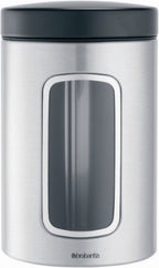  Brabantia Voorraadbus - 1,4 L - Matt Steel Fingerprint Proof / Matt Black Deksel - Met Venster