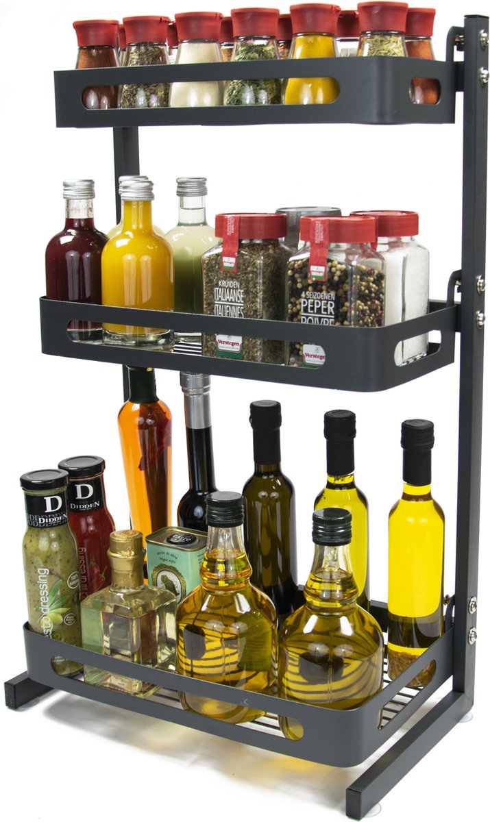  Chefs Cuisine Kruidenrek - Kruidenrek Staand - Keukenrek -aanrecht Organizer - Bureau Organizer - Keuken Organizers - Roestvrij Staal