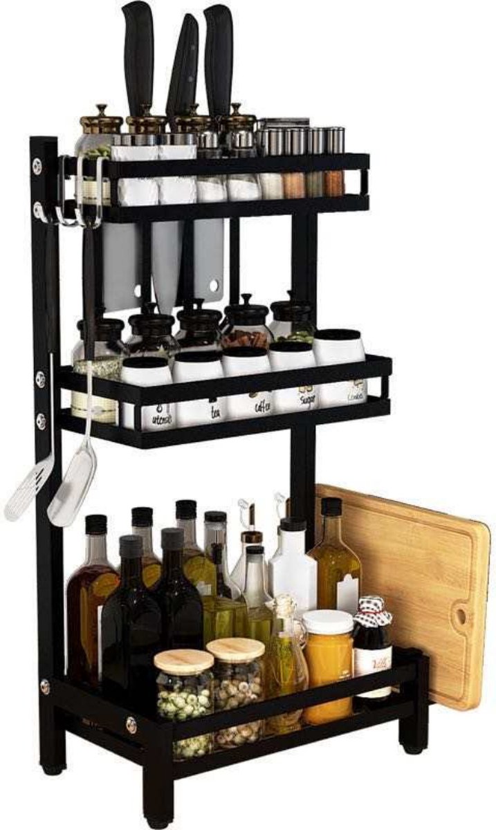  Koflergoods - Kruidenrek - Kruidenrek Staal - 3 Laags - Opbergrek - Keuken Organizer - Roestvrijstaal - Aanrecht Organizer