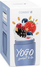  Coninx Yoghurtbeker To Go - Muesli Beker To Go - Lunchbeker - Mueslibeker 640ml ( 450ml+190ml ) - Blauw