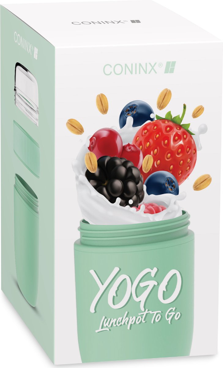  Coninx Yoghurtbeker To Go - Muesli Beker To Go - Lunchbeker - Mueslibeker 640ml (450ml+190ml) - Groen