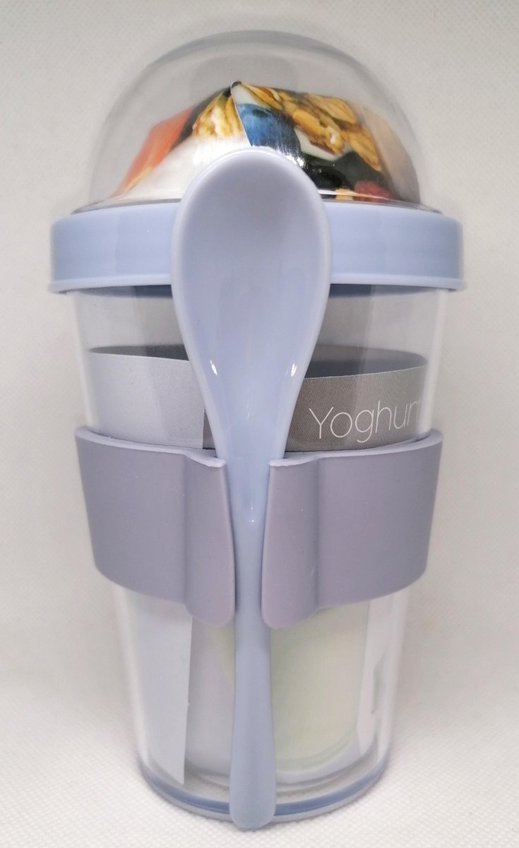 Merkloos Yoghurt Beker To Go - Kunststof - Ø8 X H16 Cm ( U Kunt Geen Kleur Keuze Opgeven)