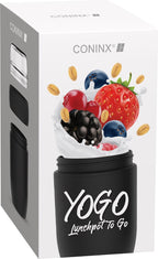  Coninx Yoghurtbeker To Go - Muesli Beker To Go - Lunchbeker - Mueslibeker 640ml (450ml+190ml) - Zwart