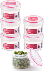  Lock&amp;Lock Voorraadbussen - Vershoudbakjes - Bewaardozen Voedsel - Sausbakjes Met Deksel - Dressing Bakje - Kruidenpotjes - Babyvoeding Bewaarbakjes - 150 Ml - Rond - Luchtdicht - BPA Vrij - Set Van 6 Stuks