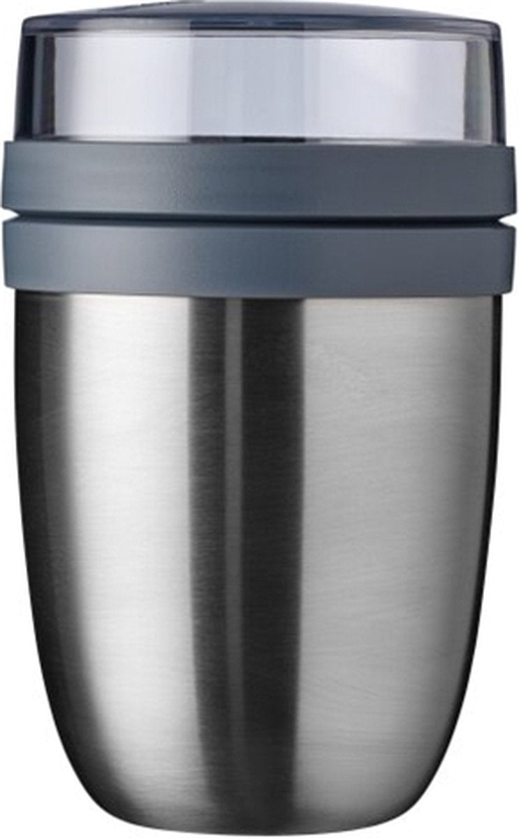 Mepal – Isoleer Lunchpot Ellipse – Houdt Je Eten 6-8 Uur Warm En 12 Uur Koud – Natural Brushed – 2 Compartimenten – Soep Beker To Go – Yoghurt Beker Muesli - Thermos Lunchbox