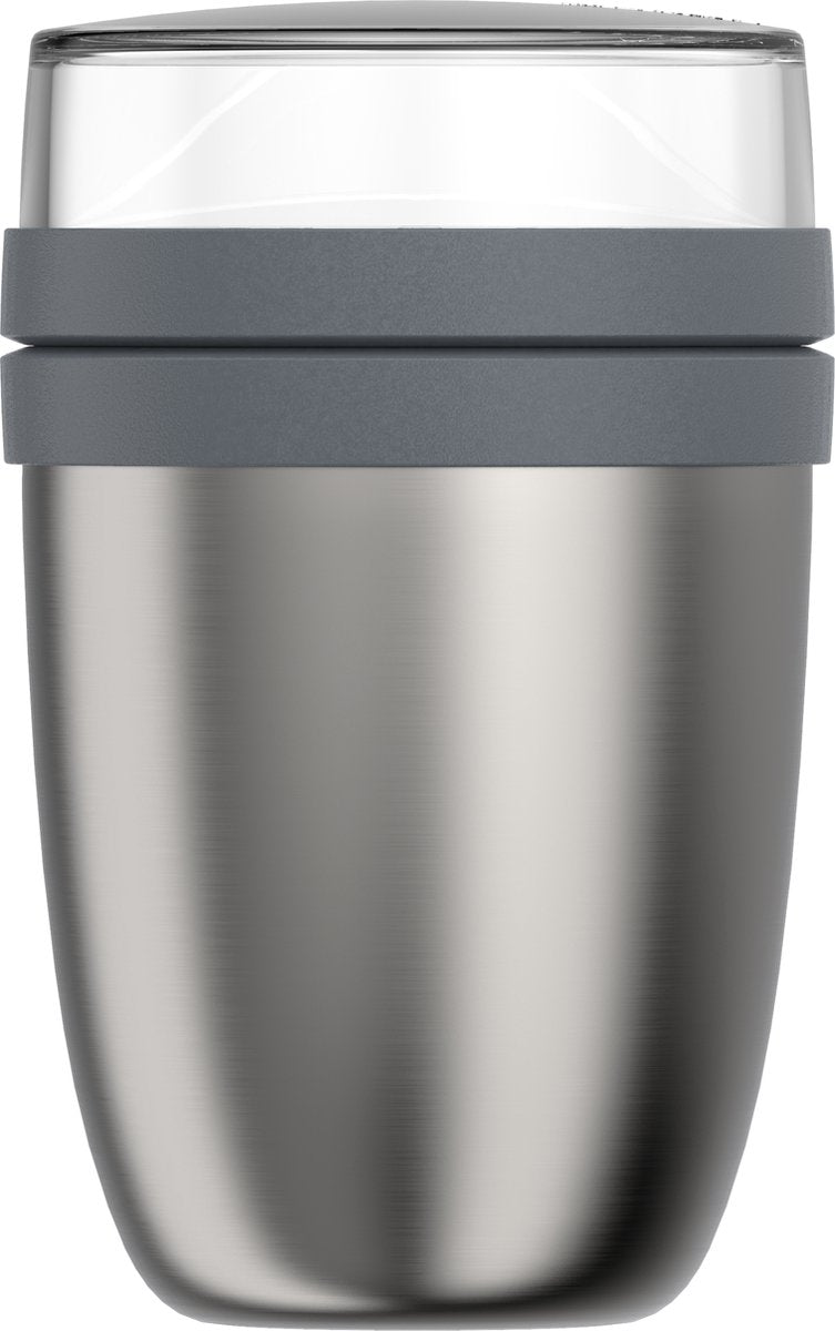  Mepal – Isoleer Lunchpot Ellipse – Houdt Je Eten 6-8 Uur Warm En 12 Uur Koud – Natural Brushed – 2 Compartimenten – Soep Beker To Go – Yoghurt Beker Muesli - Thermos Lunchbox