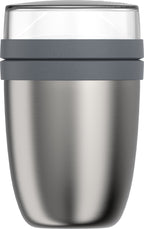  Mepal – Isoleer Lunchpot Ellipse – Houdt Je Eten 6-8 Uur Warm En 12 Uur Koud – Natural Brushed – 2 Compartimenten – Soep Beker To Go – Yoghurt Beker Muesli - Thermos Lunchbox
