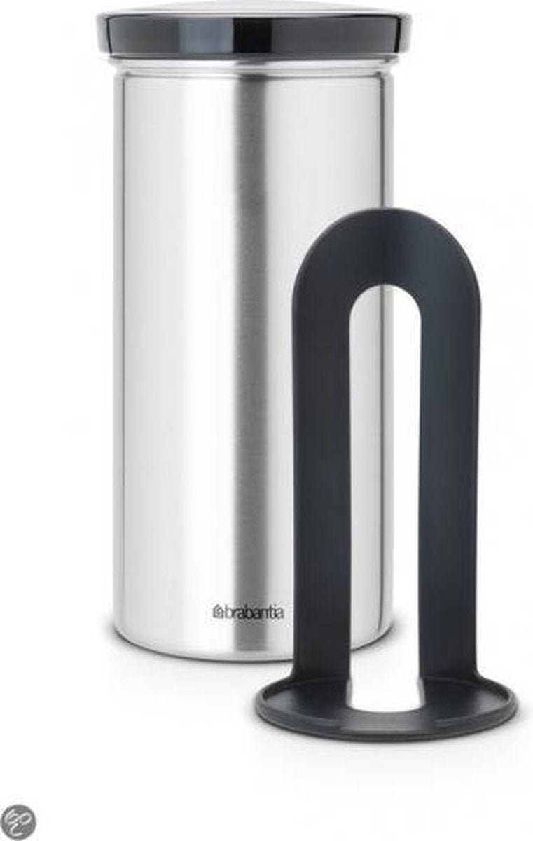  Brabantia Voorraadbus Voor 18 Koffie- En Theepads - Matt Steel Fingerprint Proof / Grijze Deksel
