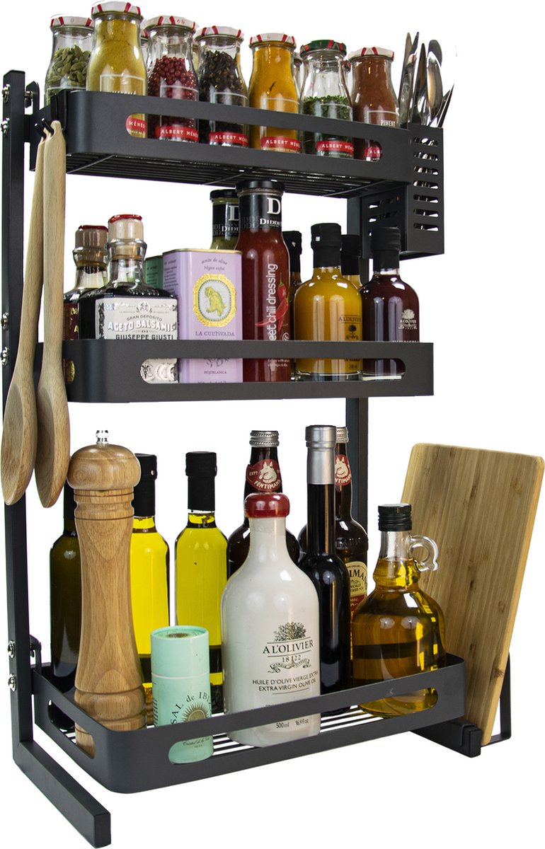  Chefs Cuisine Kruidenrek - Kruidenrek Staand - Keukenrek -aanrecht Organizer - Bureau Organizer - Keuken Organizers - Roestvrij Staal