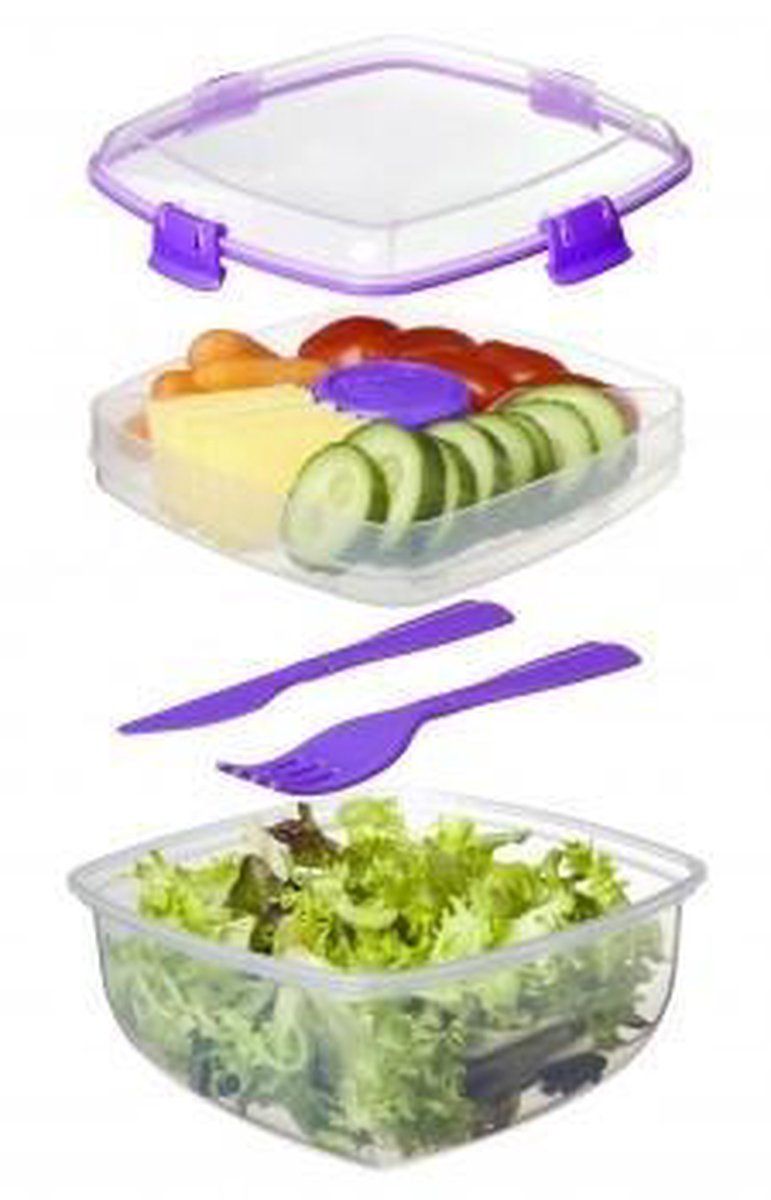  Sistema Salade Box Met Bestek - Geelgroen