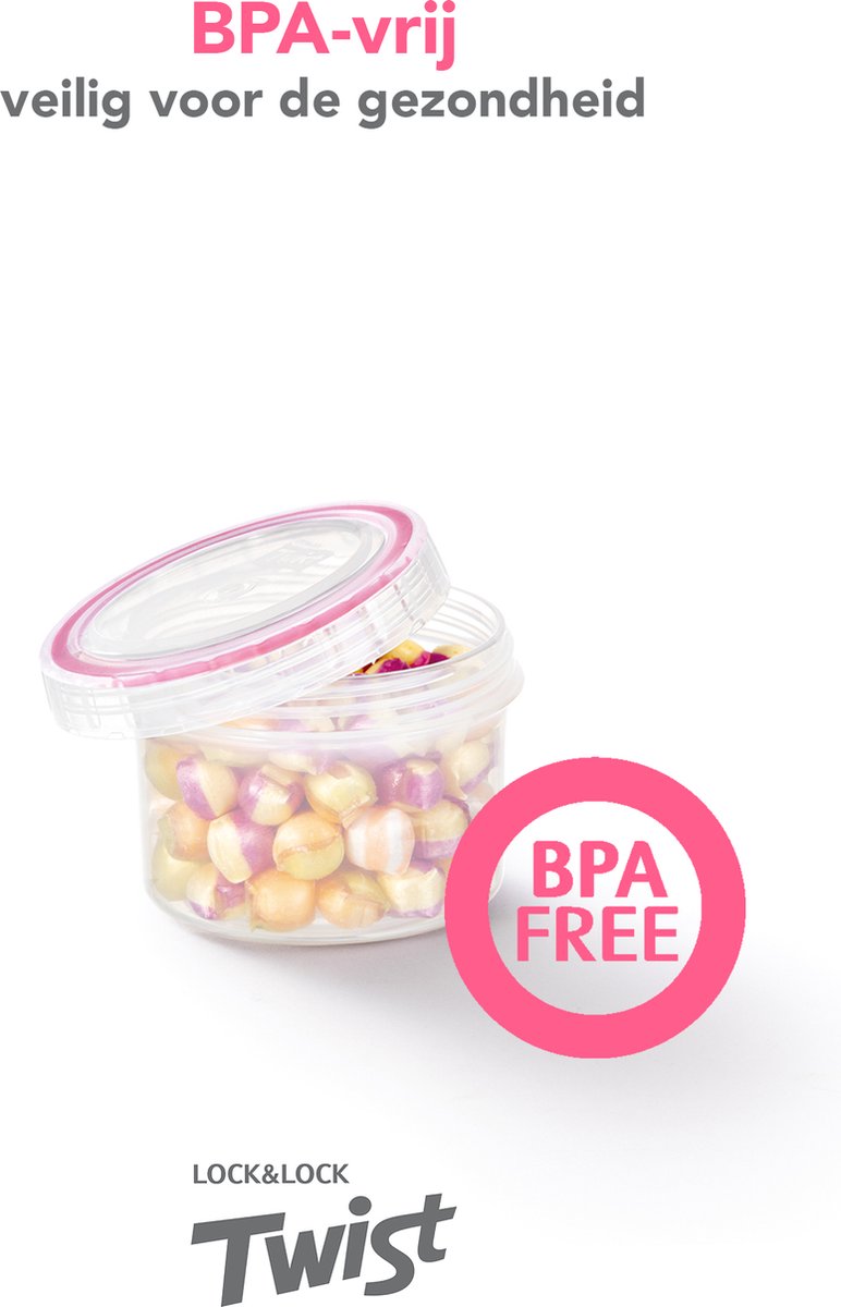  Lock&amp;Lock Voorraadbussen - Vershoudbakjes - Bewaardozen Voedsel - Sausbakjes Met Deksel - Dressing Bakje - Kruidenpotjes - Babyvoeding Bewaarbakjes - 150 Ml - Rond - Luchtdicht - BPA Vrij - Set Van 6 Stuks