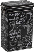 Merkloos Bewaarblik/theeblik/voorraadblik - Rechthoekig - Klipsluiting - Groot - Koffieprint
