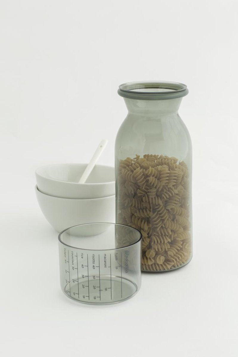  Brabantia Voorraadbussen Met Maatbeker Set Van 2 - 1,3 L - Dark Grey