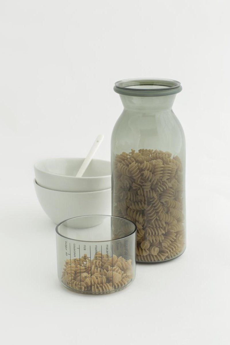 Brabantia Voorraadbussen Met Maatbeker Set Van 2 - 1,3 L - Dark Grey