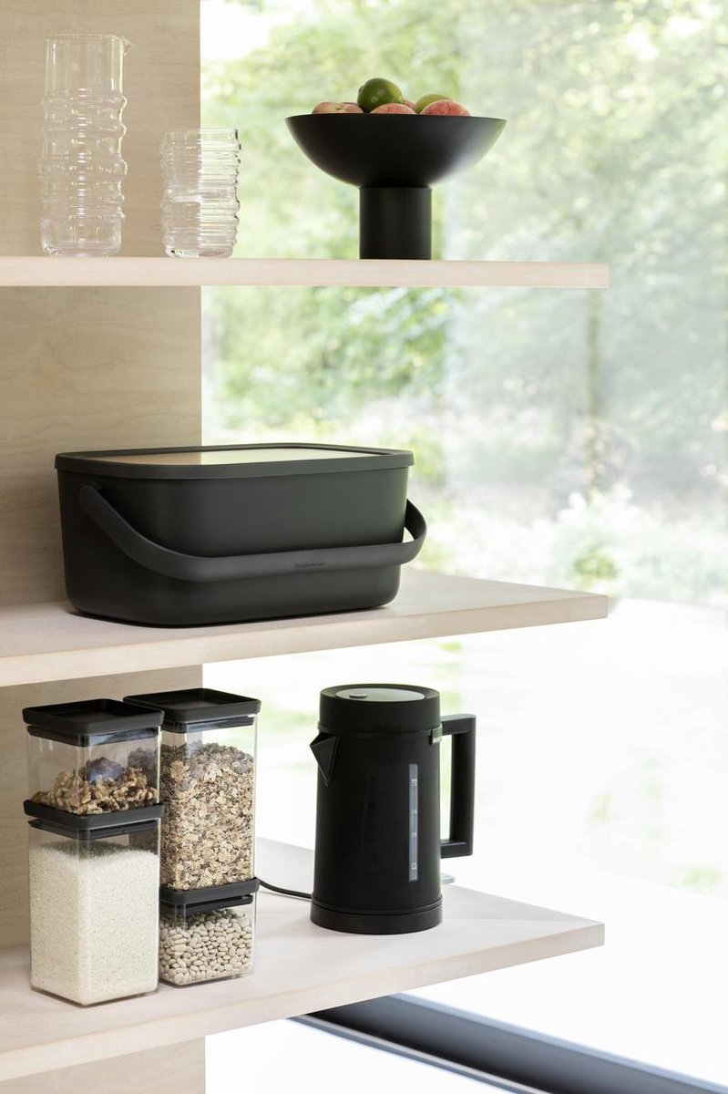  Brabantia Nic Broodtrommel - Met Bamboe Deksel - Dark Grey