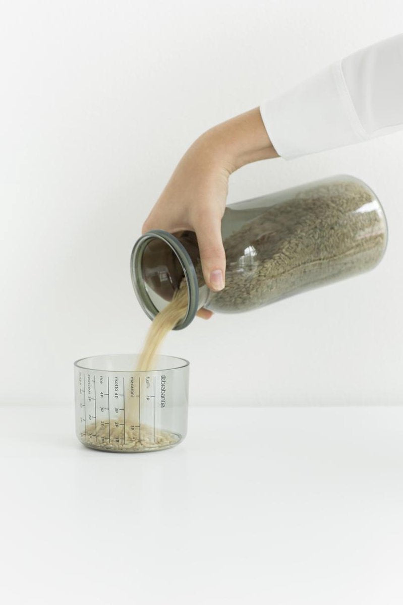  Brabantia Voorraadbussen Met Maatbeker Set Van 2 - 1,3 L - Dark Grey