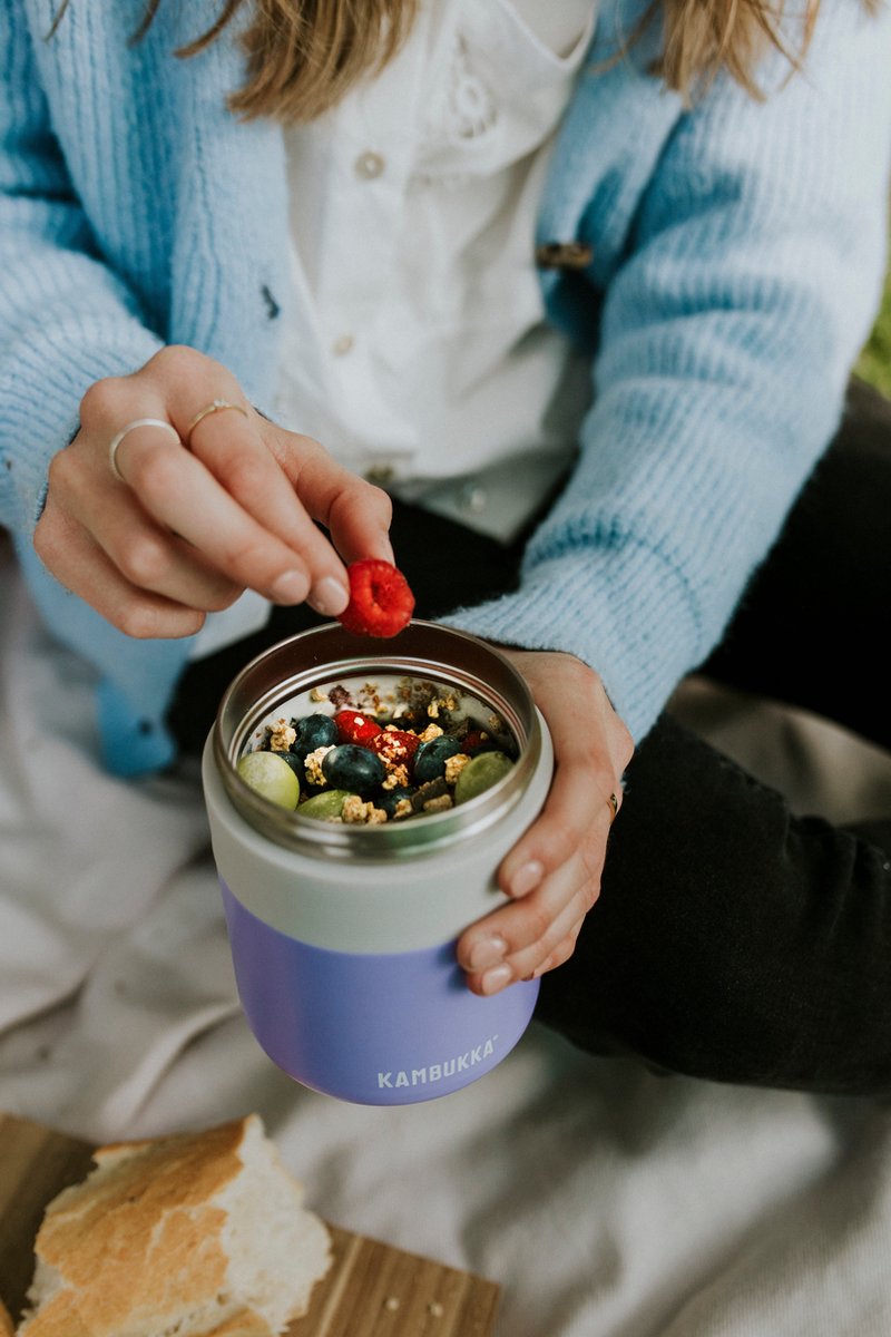 Kambukka Bora - Lunchbox - 600 Ml - Voedselcontainer Houdt 9 Uur Warm &amp; 100 % Lekvrij - Digital Lavender