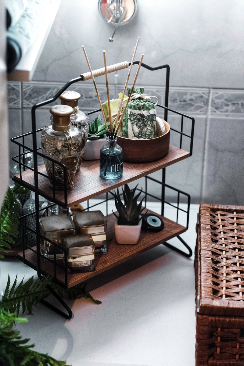  Metalen Keuken Etagere 2 Laags Van Naturn Living | Keuken Opbergrek | Kruidenpotjes Rek | Kruiden Organizer | Keuken Rek Specerijen | Mat Zwart