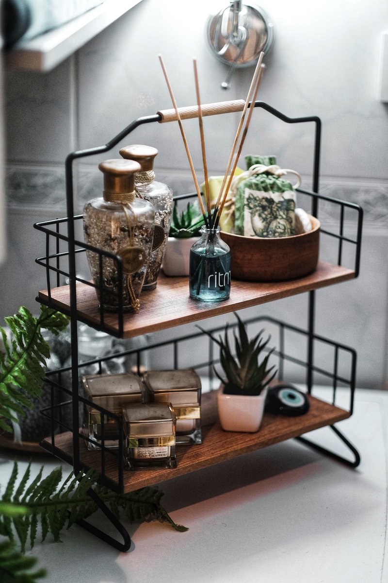  Metalen Keuken Etagere 2 Laags Van Naturn Living | Keuken Opbergrek | Kruidenpotjes Rek | Kruiden Organizer | Keuken Rek Specerijen | Mat Zwart