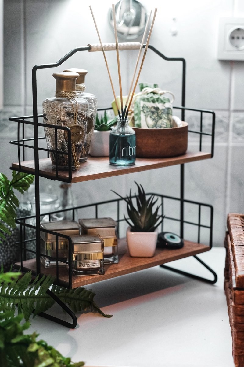  Metalen Keuken Etagere 2 Laags Van Naturn Living | Keuken Opbergrek | Kruidenpotjes Rek | Kruiden Organizer | Keuken Rek Specerijen | Mat Zwart