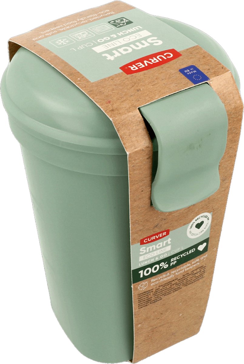  Curver Lunch &amp; Go Beker - Magnetronbestendig - Lunchbeker – Muesli Beker - Soepbeker - Yoghurt Beker To Go – LunchBox - KoffieBeker - Salade Lunchbox - 0,6l – Groen