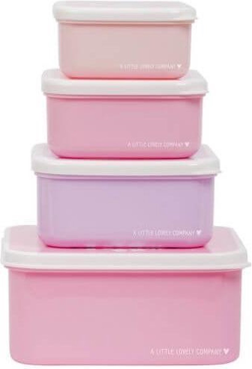  A Little Lovely Company - Brooddoos - Broodtrommel - Lunch &amp; Snack Box Set Van 4 - Eenhoorn