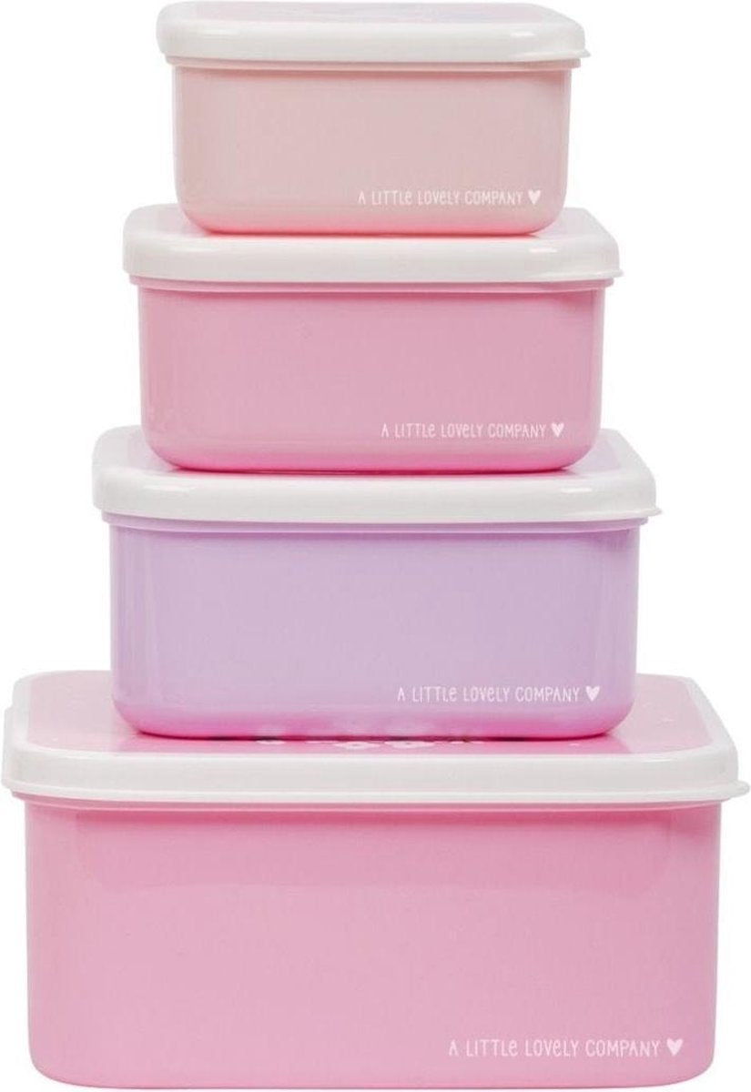  A Little Lovely Company - Brooddoos - Broodtrommel - Lunch &amp; Snack Box Set Van 4 - Eenhoorn