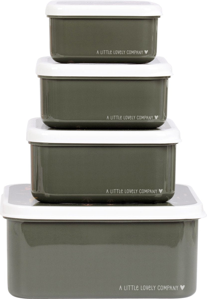  A Little Lovely Company - Brooddoos - Broodtrommel -Lunch &amp; Snack Box Set Van 4 - Savanne