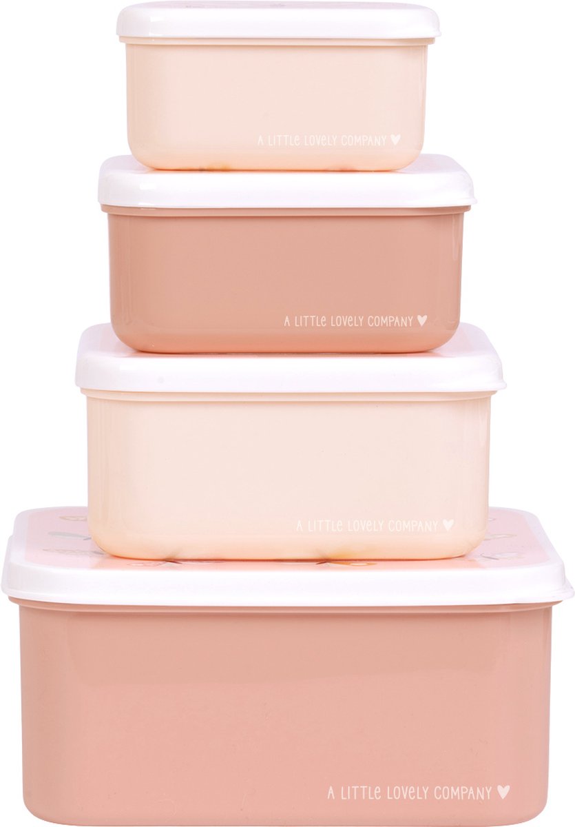  A Little Lovely Company - Brooddoos - Broodtrommel - Lunch &amp; Snack Box Set Van 4 - Vlinders