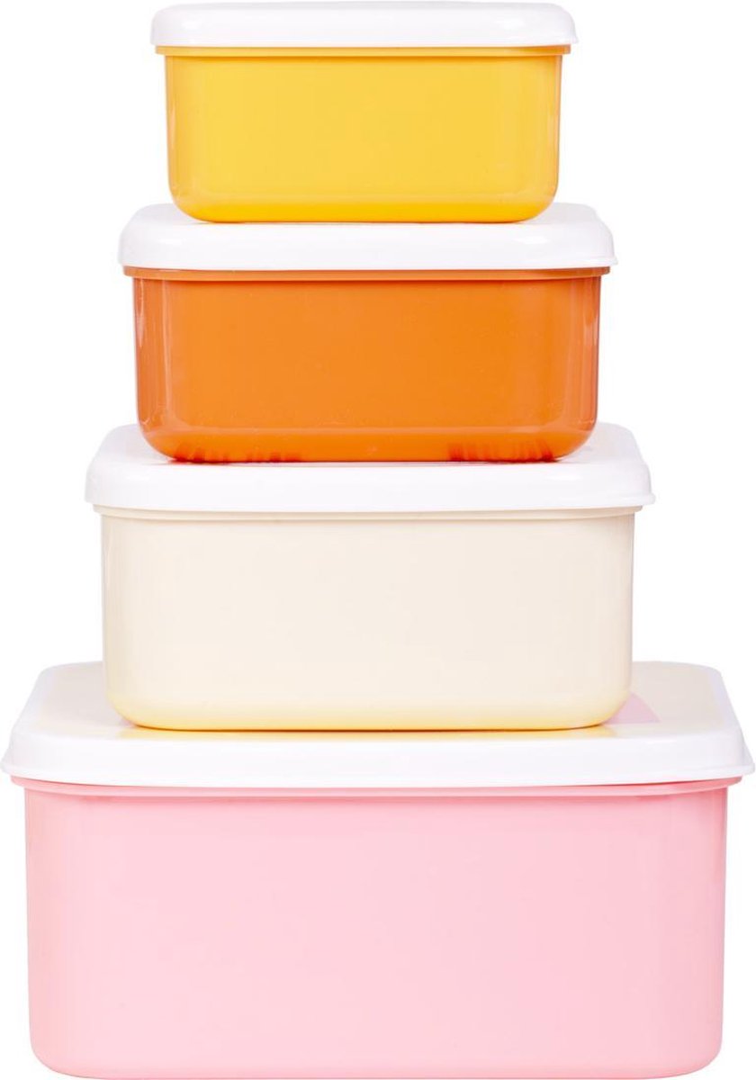  A Little Lovely Company - Brooddoos - Broodtrommel - Lunch &amp; Snack Box Set Van 4 - Regenbogen