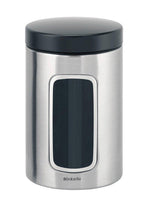  Brabantia Voorraadbus - 1,4 L - Matt Steel Fingerprint Proof / Matt Black Deksel - Met Venster