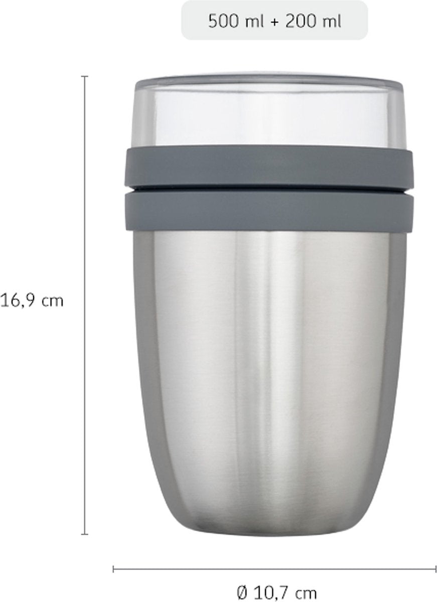  Mepal – Isoleer Lunchpot Ellipse – Houdt Je Eten 6-8 Uur Warm En 12 Uur Koud – Nordic Pink – 2 Compartimenten – Soep Beker To Go – Yoghurt Beker Muesli - Thermos Lunchbox