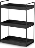 Merkloos 3 Tier Staande Planken Keuken Onder Kast Plank Douche Plank Badkamer Werkblad Organizer Ijdelheid Lade Cosmetica &amp; Make-up Opslag Kruidenrek Zwart