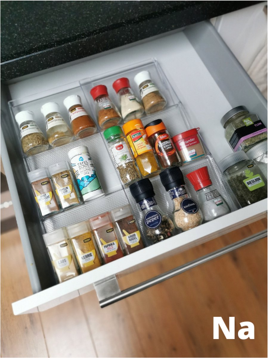 Merkloos Kruidenrek Lade - Kruiden Organizer - Kruidenrek Uitschuifbaar - Lade Organizer - Kruiden Opbergen Lade - Kruidenrekje Schuif - Min. 20x42 Max. 40x42