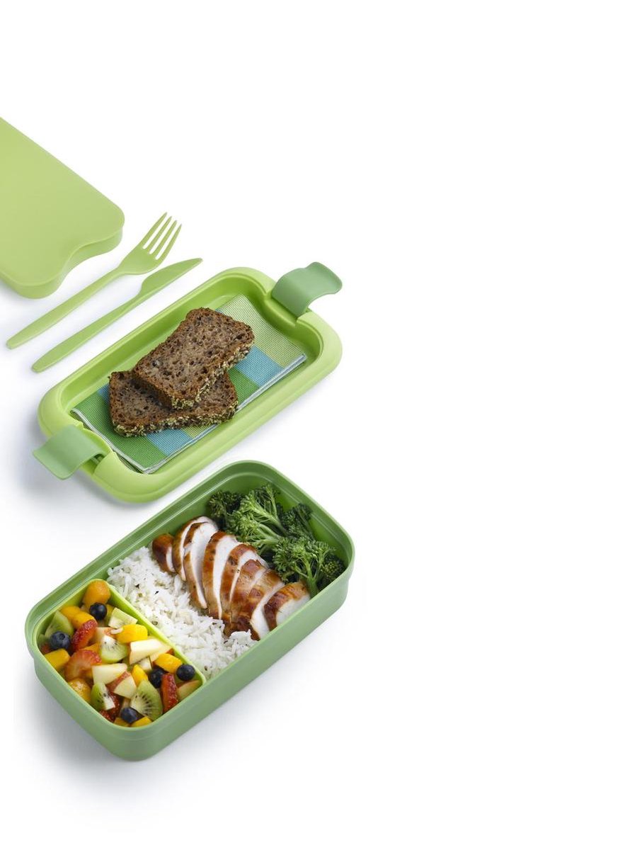  Curver Lunch&amp;Go - Vershouddoos - Lunchbox - Inclusief Bestek - 2/3 Compartimenten - Groen