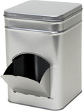 Merkloos 1x Zilver Vierkant Opbergblik/bewaarblik Met Dispenser 21 Cm - Zilveren Koffiecups/suikerklontjes Voorraadblikken - Voorraadbussen Met Dispenser