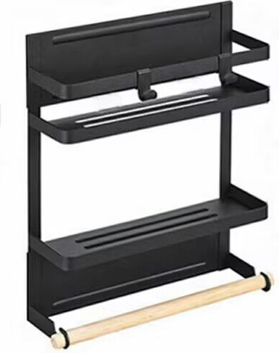 Merkloos Multifunctioneel Ophangbaar Keukenrek Of Badrek- Multifunctioneel Organiser - Magnetisch - Zwart