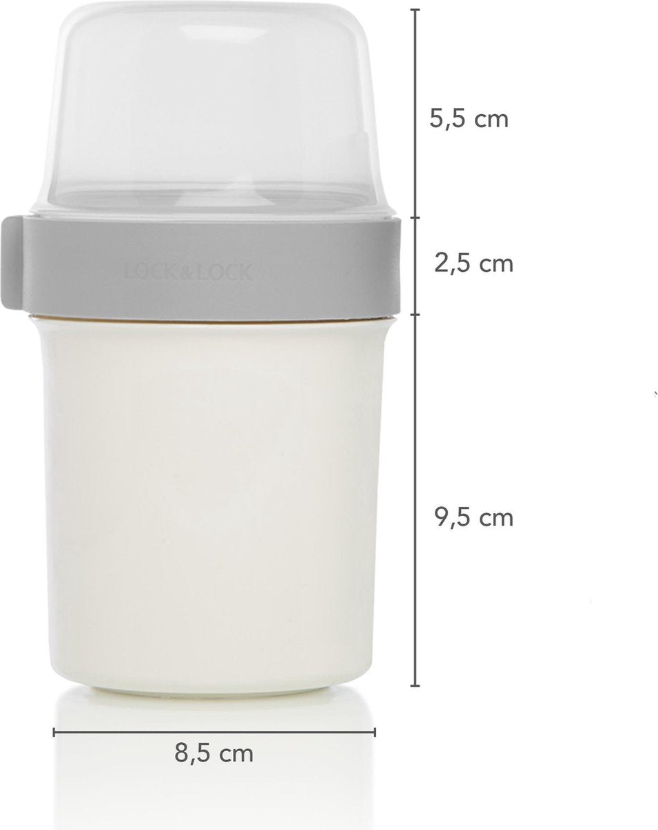  Lock&amp;Lock Yoghurtbeker - Yoghurt Beker To Go - Muesli Beker To Go - Lunchpot - Lunchbeker - Medium - 560 Ml + 310 Ml - Wit