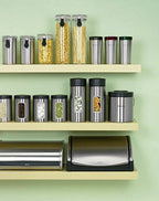  Brabantia Voorraadbus - 1,4 L - Matt Steel Fingerprint Proof / Matt Black Deksel - Met Venster