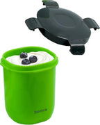  Homra Lunchset In Tas BREAQ Green - Broodtrommel - Yoghurtbeker - Koeltas - Lunch To Go - Duurzaam Kunststof - BPA Vrij - Lunchtrommel - Magnetron, Diepvries, Vaatwasser Bestendig - Grijs Met Groen - Picknick - Kantoor - School - Vers Houden