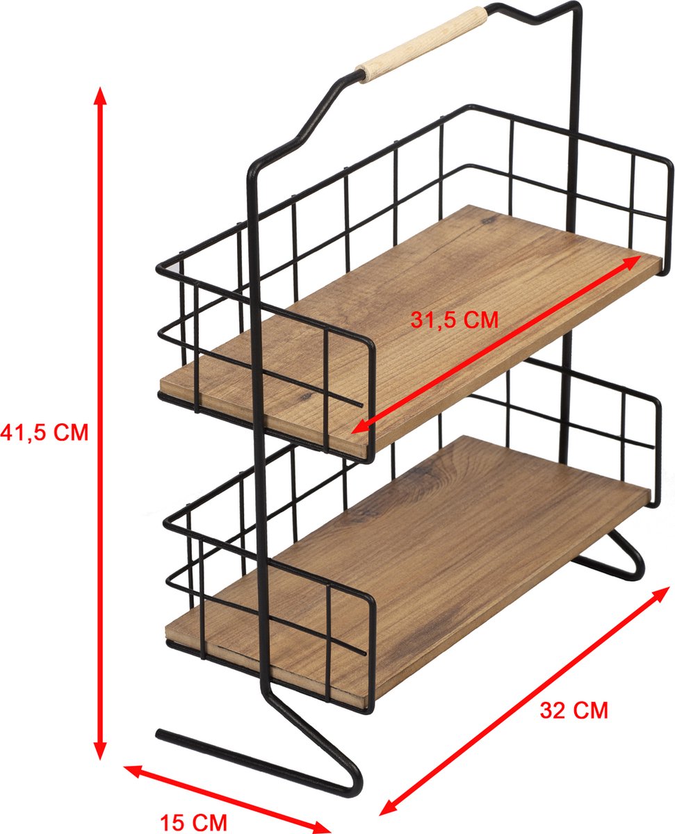  Metalen Keuken Etagere 2 Laags Van Naturn Living | Keuken Opbergrek | Kruidenpotjes Rek | Kruiden Organizer | Keuken Rek Specerijen | Mat Zwart
