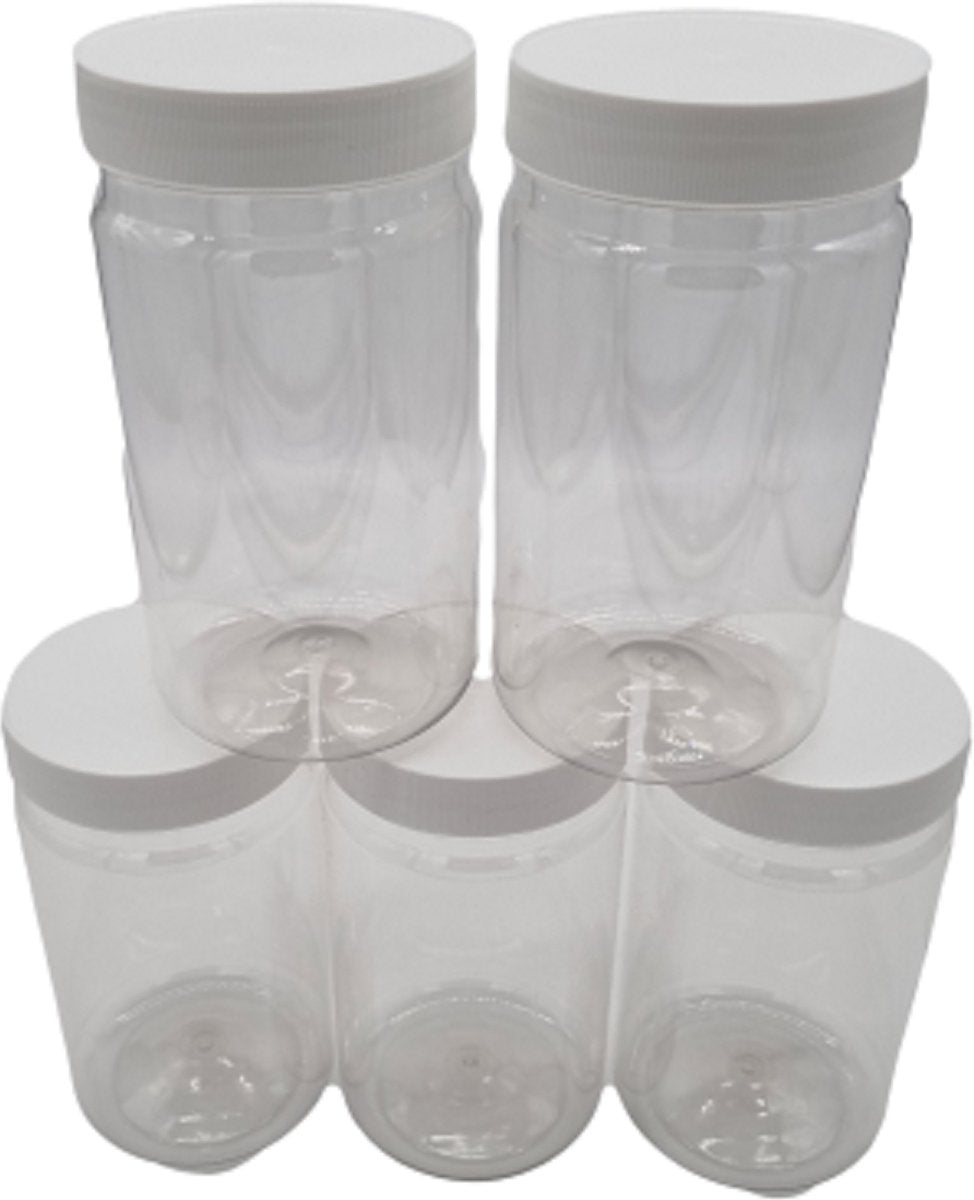  Ariko Jar | Lichtgewicht Kunststof Pot Met Schroefdeksel | 750ml | Potje Met Witte Deksel | Voorraadpot | Hervulbaar