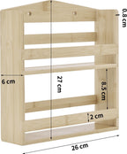  ACAZA Ophangbaar Kruidenrek Met 10 Glazen Kruidenpotjes, Spice Rack, Keuken Rek, Kruiden Organizer Voor Specerijen, Peper, Zout, 26 Cm Breed, Bamboe