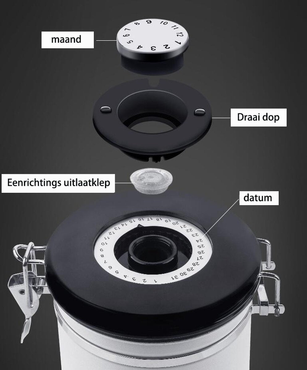  Koffiebonen Opbergbus- Koffiebonen Bewaren - Nieuw Voedsel Bewaren - Kitchen Merchandise - Vooraadbus - Bewaardozen - Kitchen Merchandise - 1.8L Vooraadpot - Voorraadpotten - Gebroken Wit Kleur - Opslagtank Voor Gedroogd Fruit- Opslag Van Koffiebonen